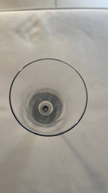 set of 6 vintage champagne flutes with black stems – 1970s