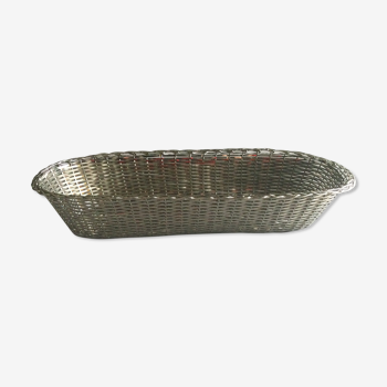 Braided silver metal bread basket