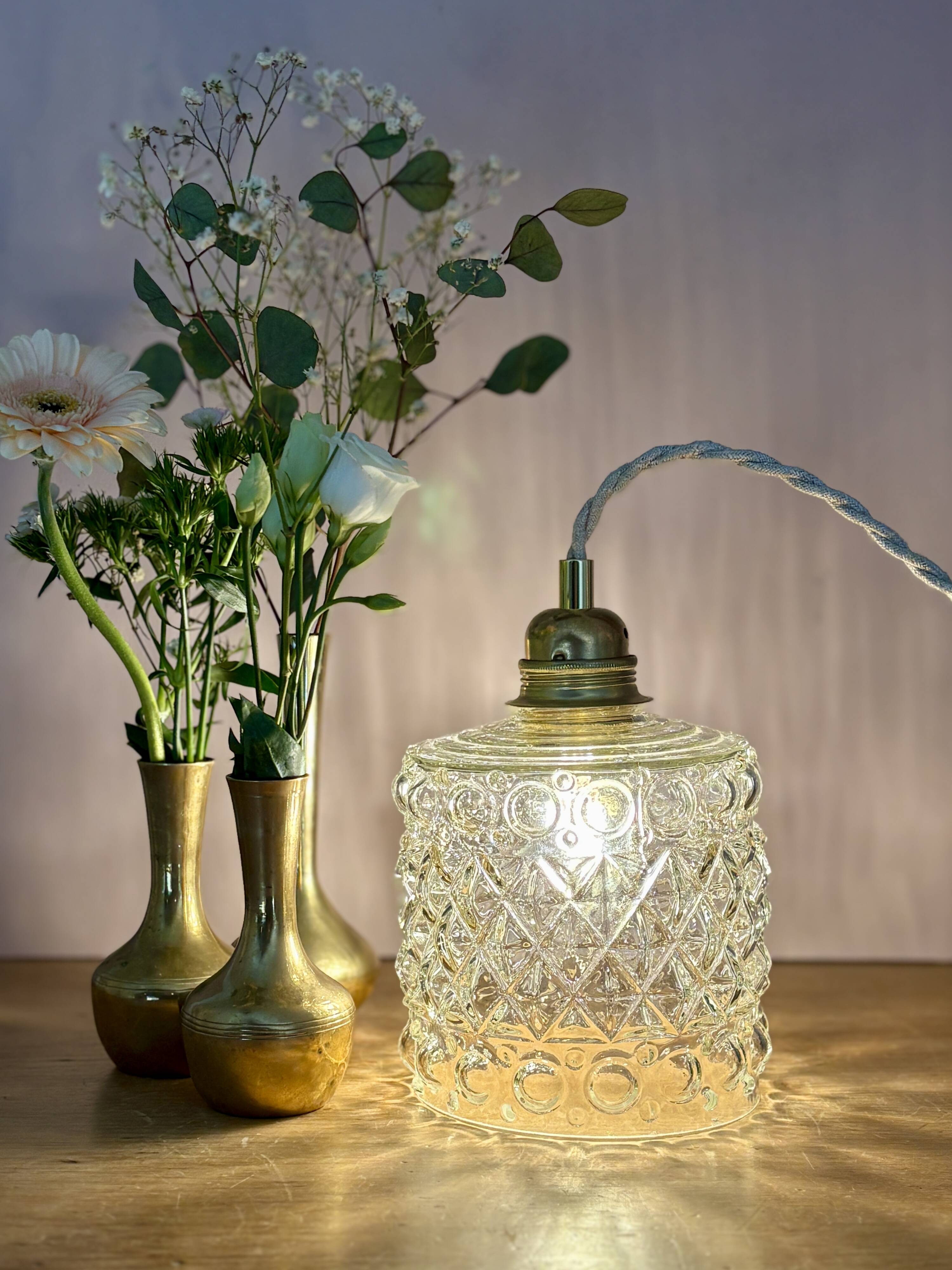 Suspension globe vintage en verre (GEO1)
