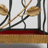Art deco wrought iron umbrella stand with floral decoration, France ca. 1930
