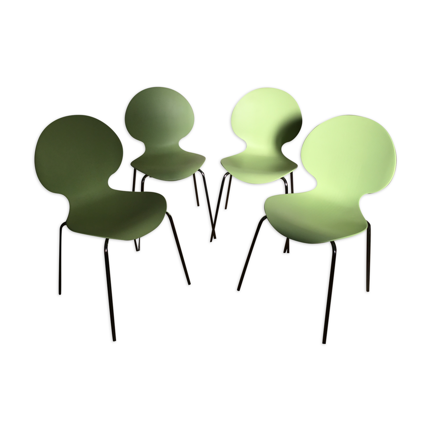 Galvano Tecnica 4 chairs vintage design 80s anise green