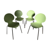 Galvano Tecnica 4 chairs vintage design 80s anise green