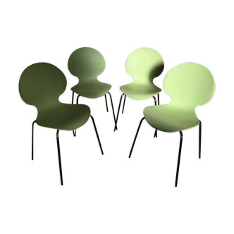4 chaises vintage Galvano Tecnica design des années 80 vert anis