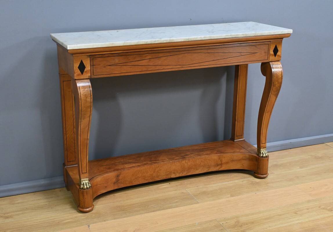 Walnut Burl Console, Restoration Period – Early 19th Century