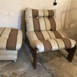 Vintage fireside chair and pouf circa 1980