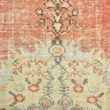 Tapis Couloir Vintage Patiné – Tons Corail, Crème & Vert Sauge, 85x352 Cm