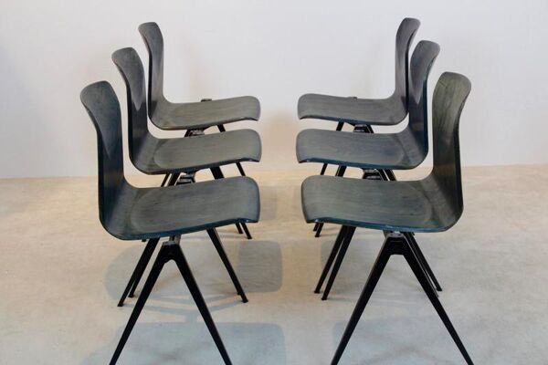 Chaise de salle à manger industrielle empilable bicolore Pagholz Galvanitas S22