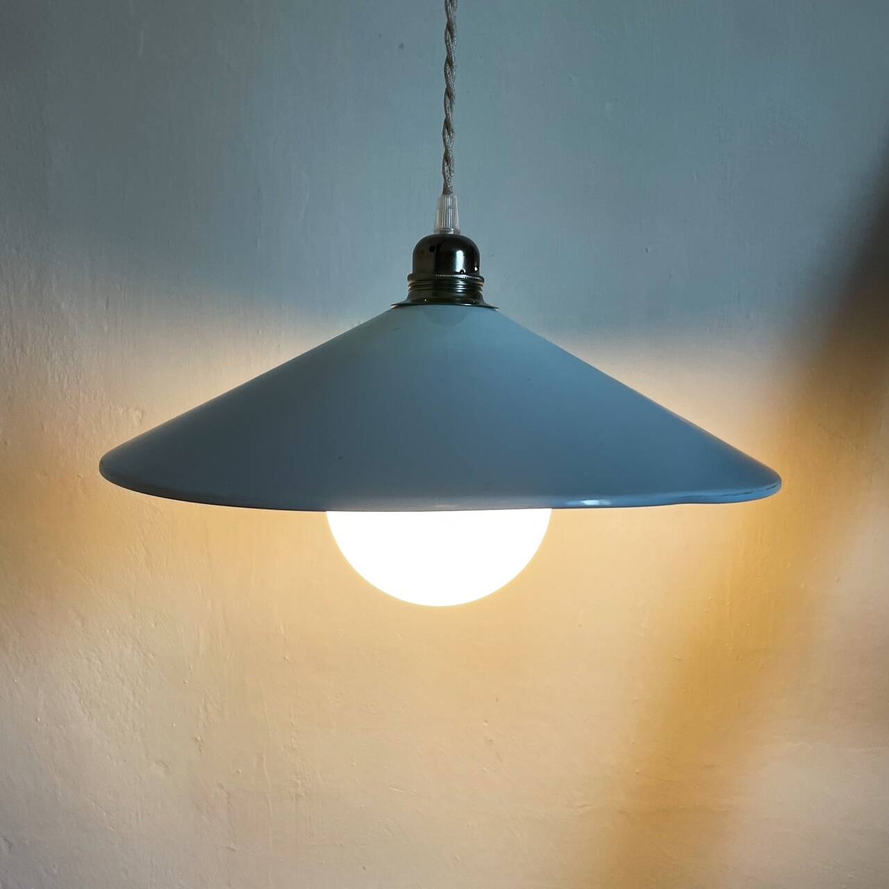 Sky blue metal pendant light