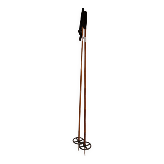 Paire de bâtons de ski nordique vintage en bambou - MONTEMER - 125 cm