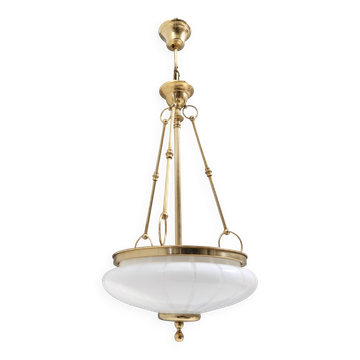 Plafonnier en verre de Murano et laiton de style néoclassique, Italie
