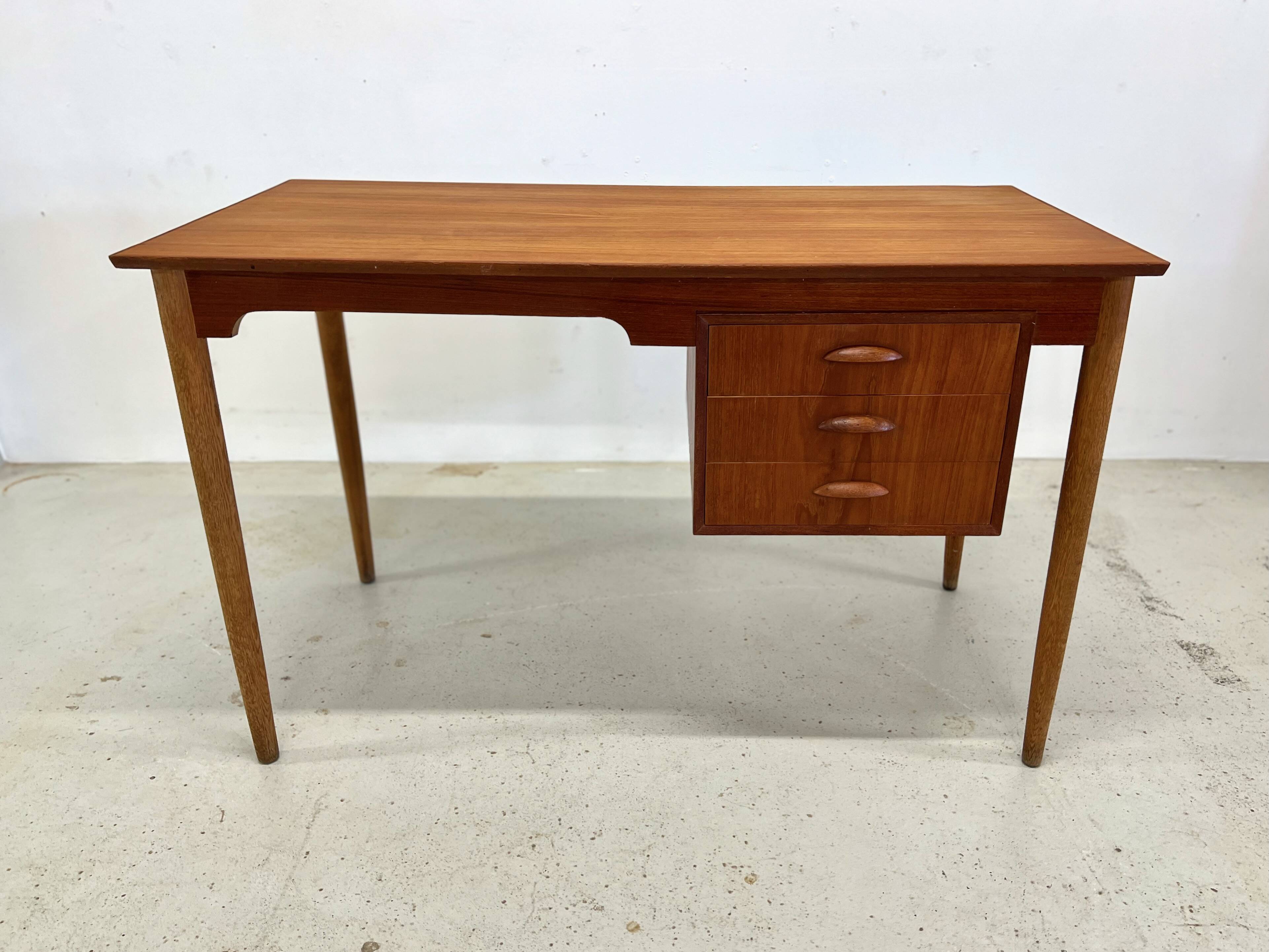 Danish Petite Teak & Beech Desk, 1950s.