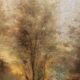 Late 19th century trumeau fireplace mirror painting signed Carlier country path