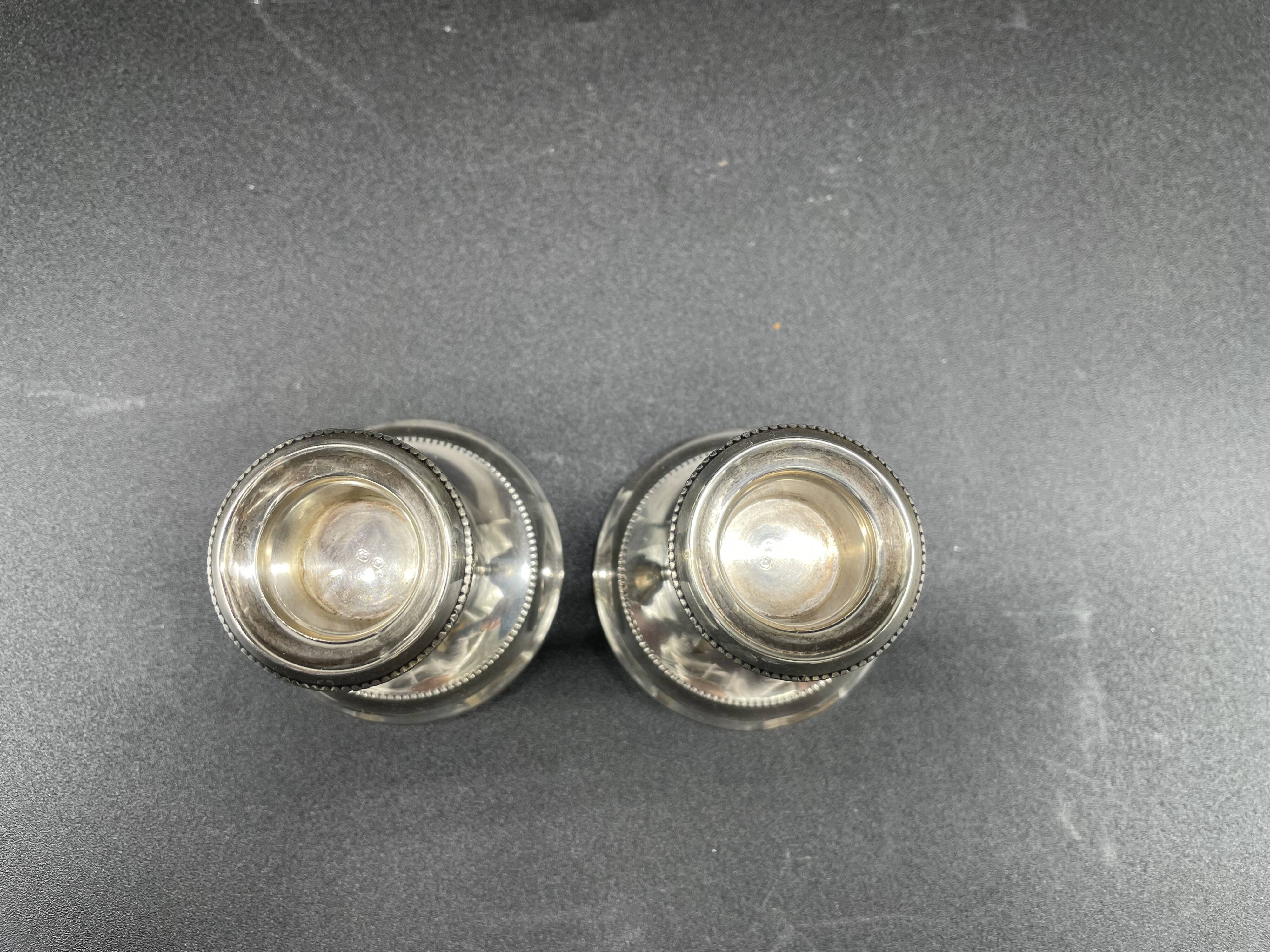 Pair of antique sterling silver candlesticks - English silversmith - 1934