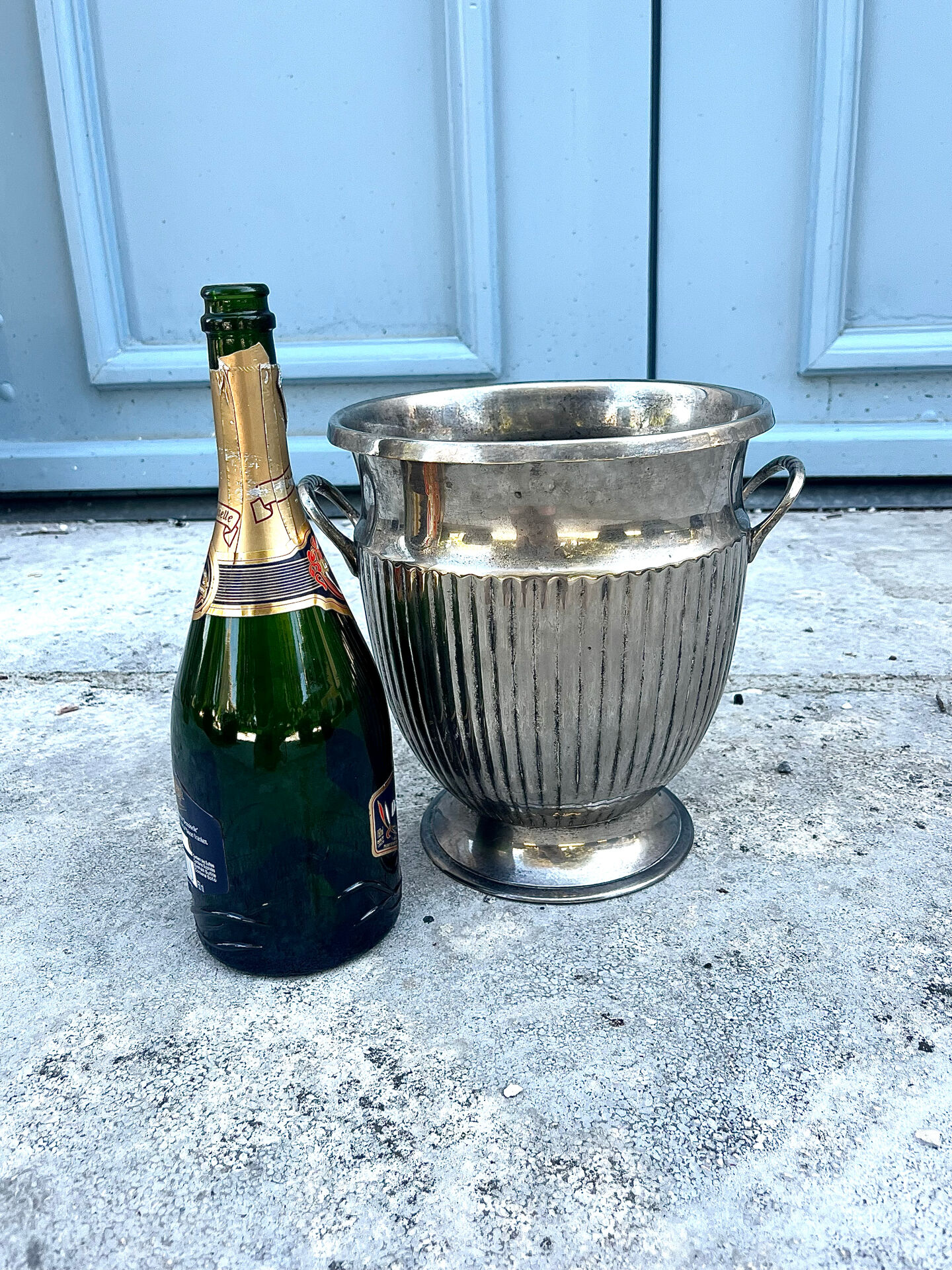 Silver Plated Champagne Bucket – Italian Empire Style Wine Cooler