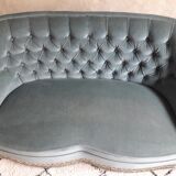 Blue velvet toad sofa