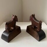 Pair of wooden bookends with Scottish Terrier dog design, 1950s