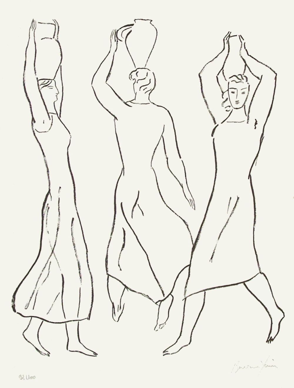 Pierre boncompain the three graces 1990 lithograph