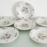 Set of 6 "Bird of Paradise" soup plates from Sarreguemines