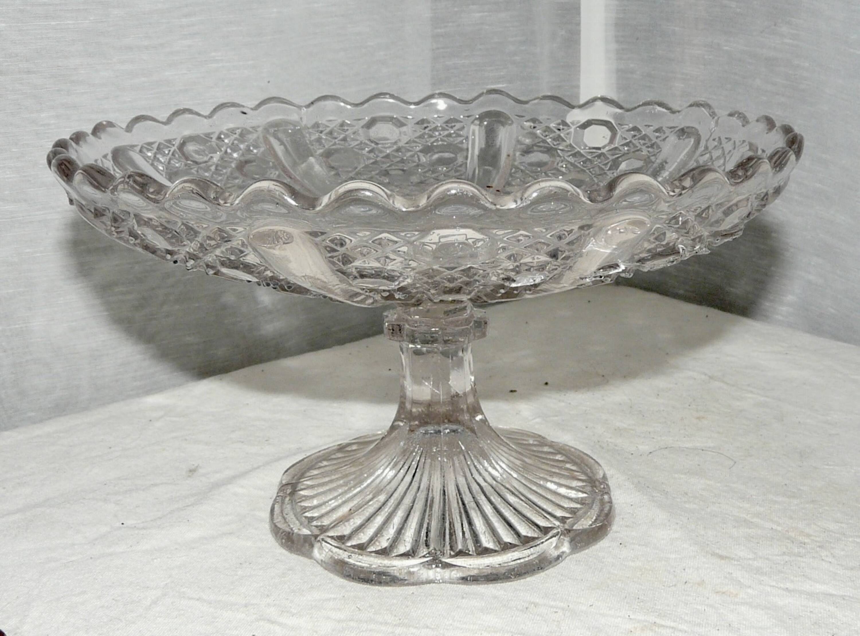 Cup on feet molded glass old compote bowl