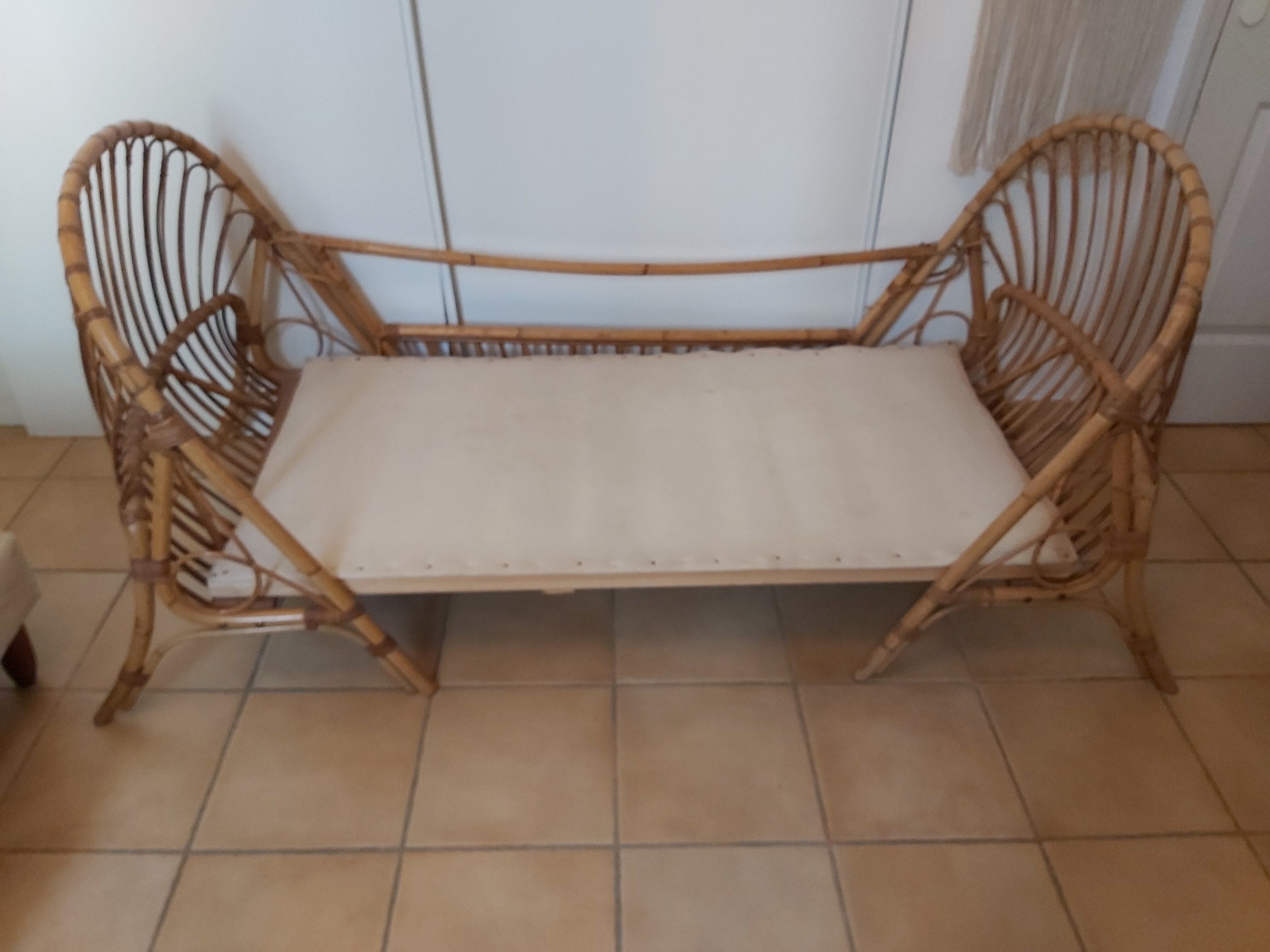 Daybed for child in vintage rattan