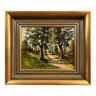Peinture à l’huile hollandaise, paysage forestier, scène de bois d’été, piste forestière, arbres ruraux scène de nature