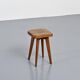 Solid oak stool, French craftsmanship, 1950s.
