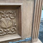 Renovated Spanish Renaissance oak buffet armoire from the 1930s.