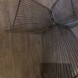 Vintage 1970's coffee table in chrome steel wire and smoked glass