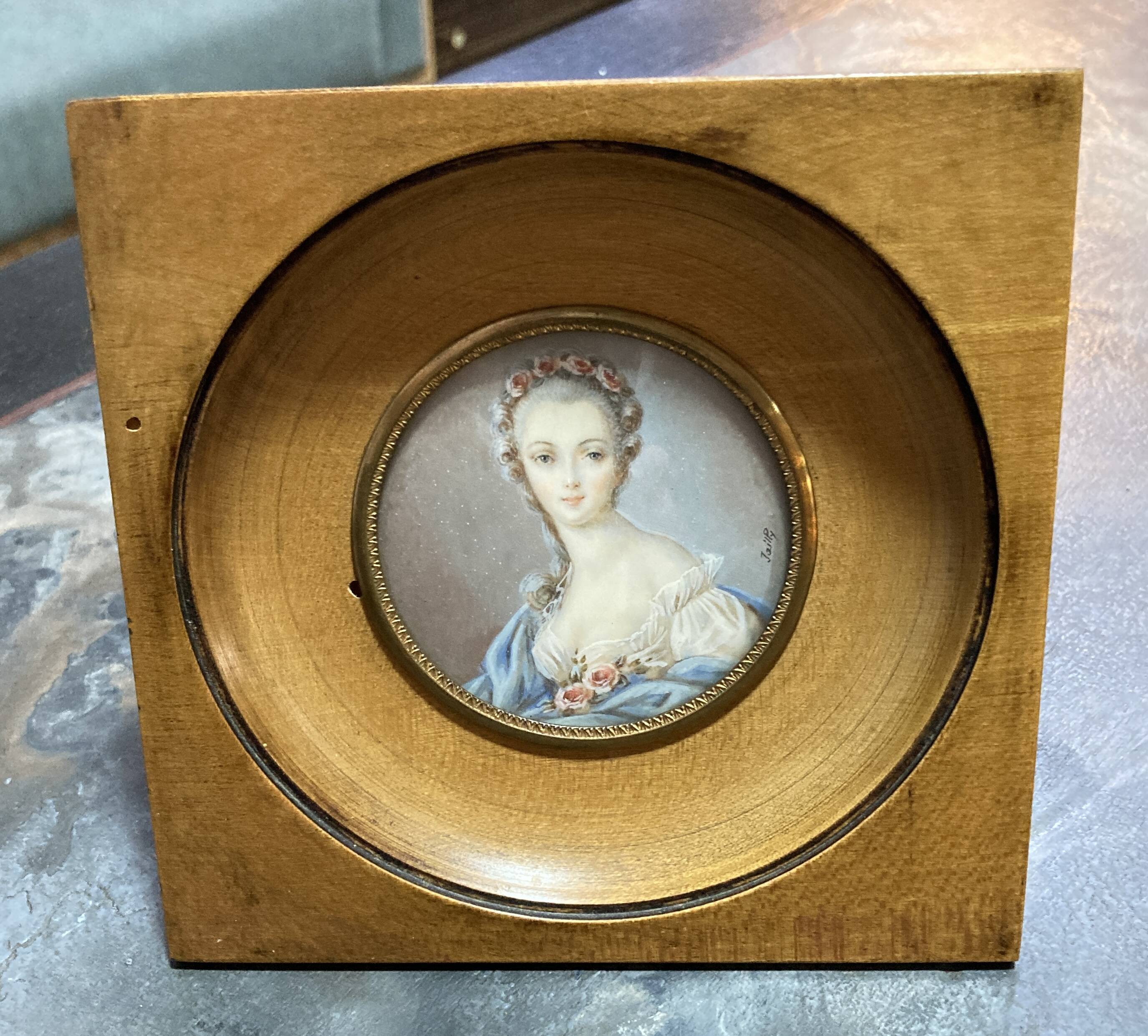 Portrait of a woman - miniature in the 18th century style