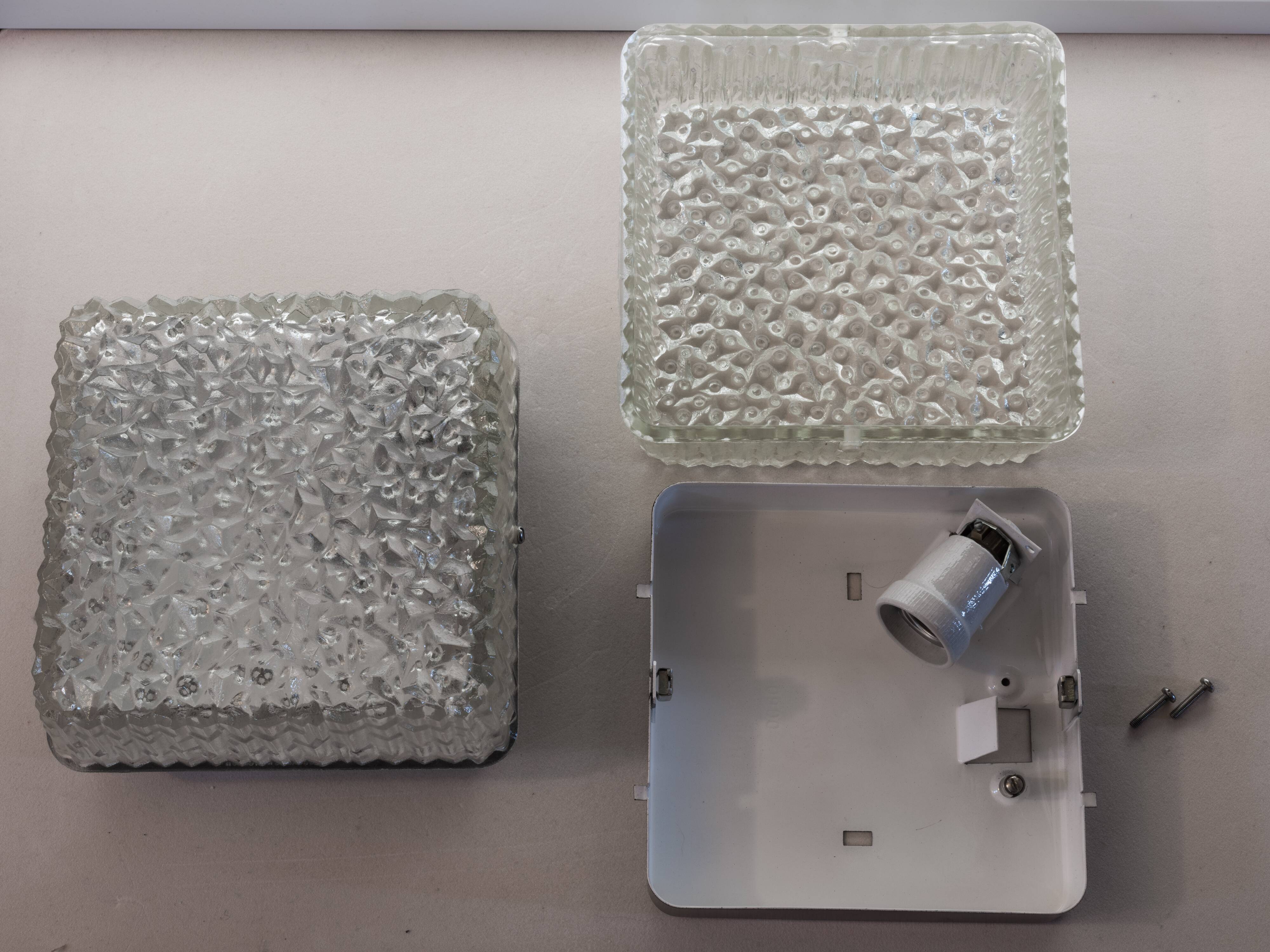 Set of 2 square wall or ceiling lights Holophane DC60