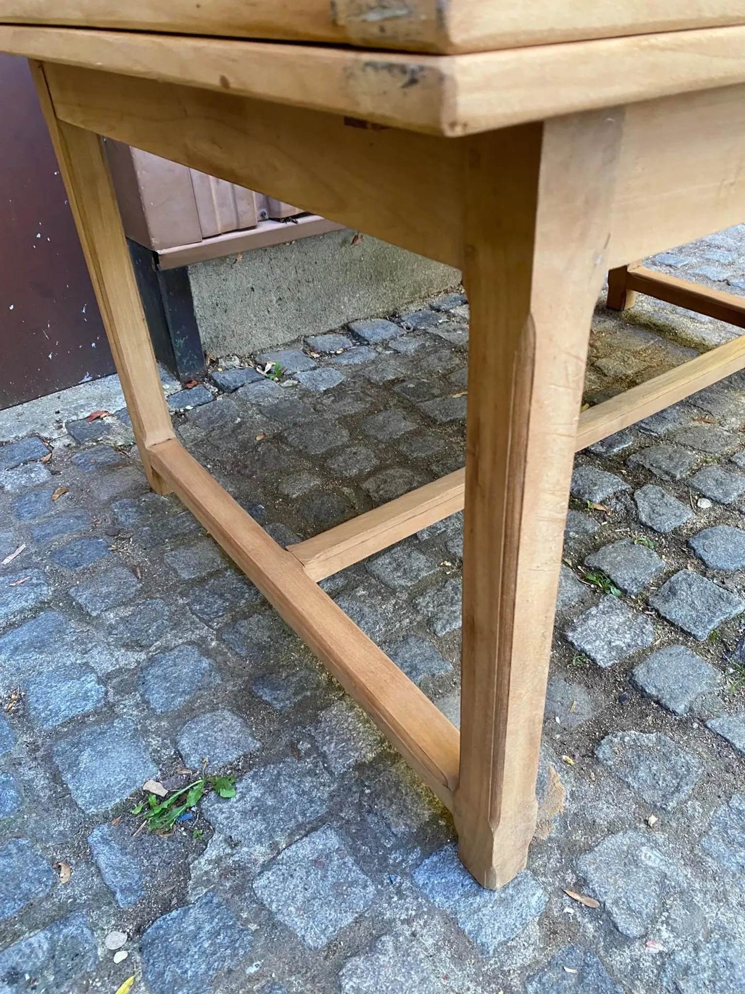Renovated extendable farmhouse table in solid wood 140-240cm 1960