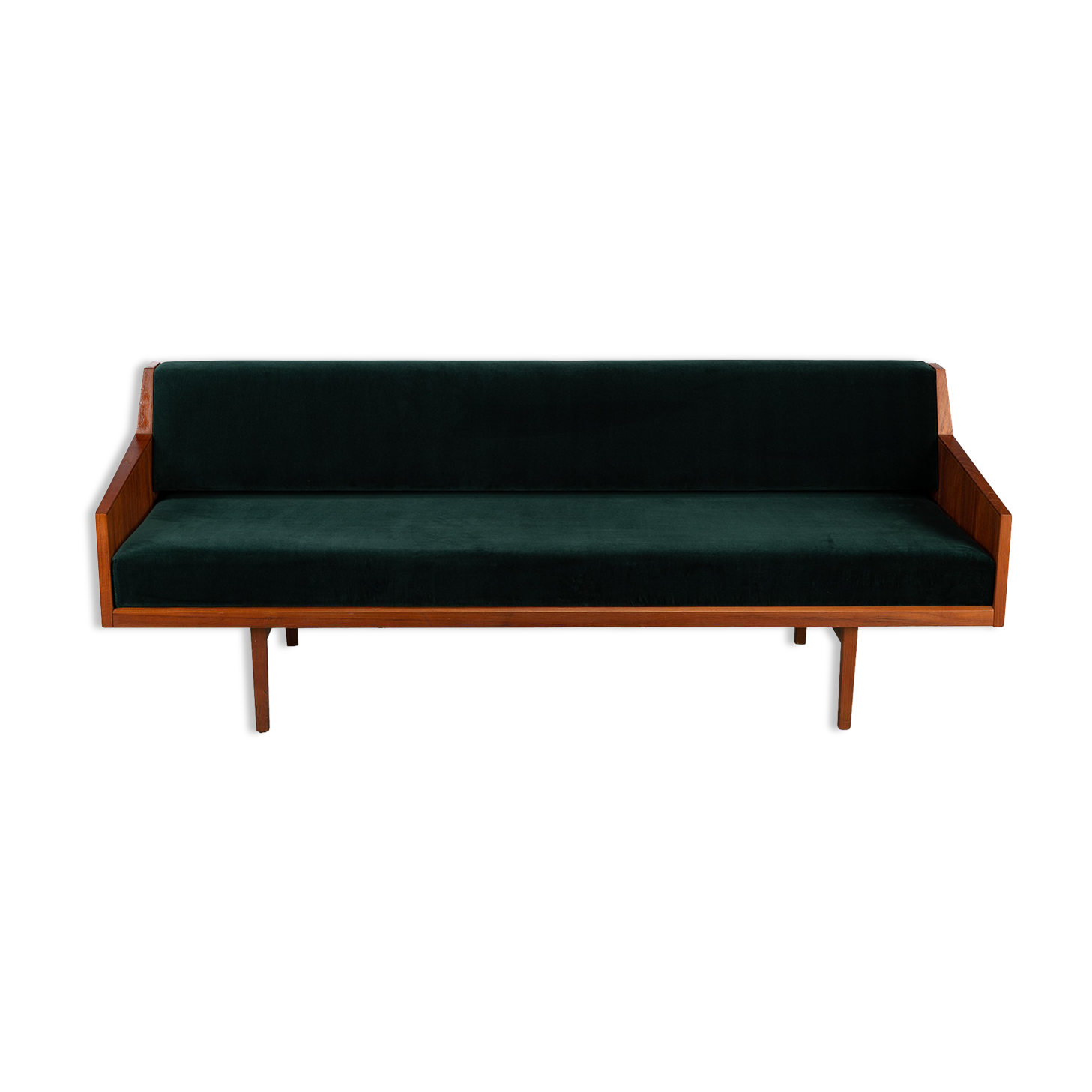 Danish midcentury modern green velvet daybed, 1960s
