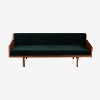 Danish midcentury modern green velvet daybed, 1960s