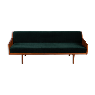 Danish midcentury modern green velvet daybed, 1960s