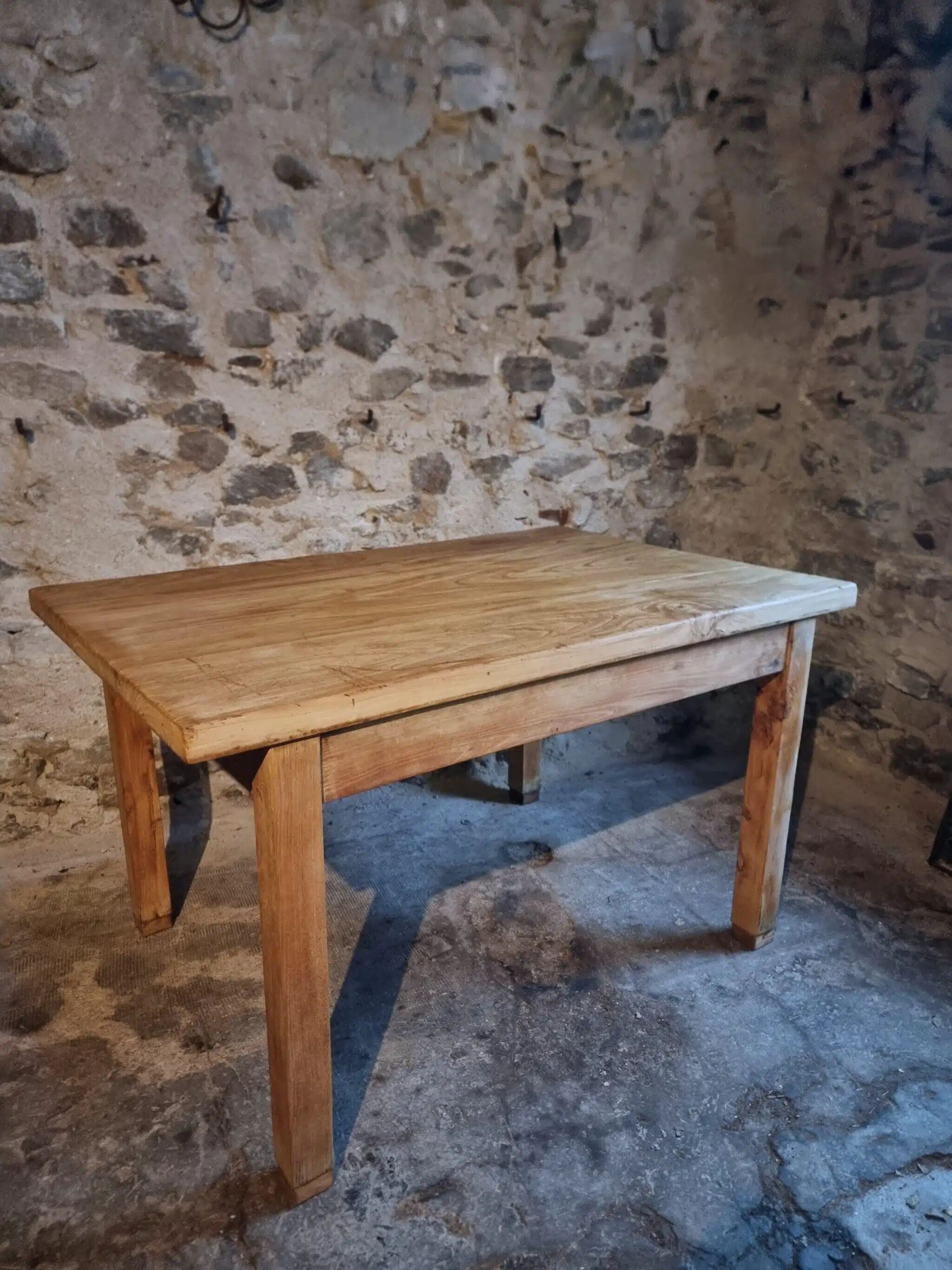 Vintage French baker's work table in chestnut, 1960s.