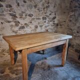 Vintage French baker's work table in chestnut, 1960s.