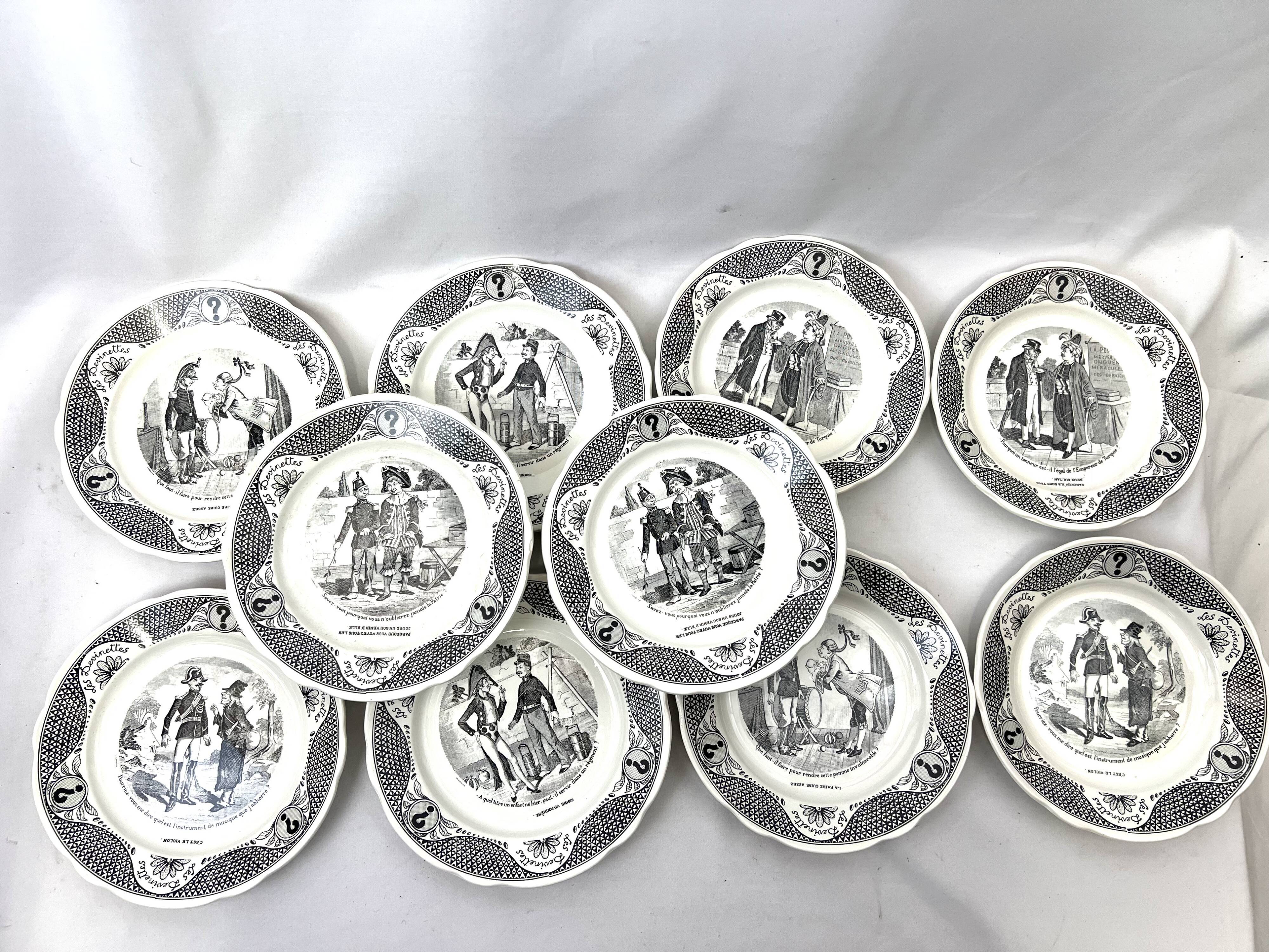 10 talking dessert plates on the theme of riddles Sarreguemines