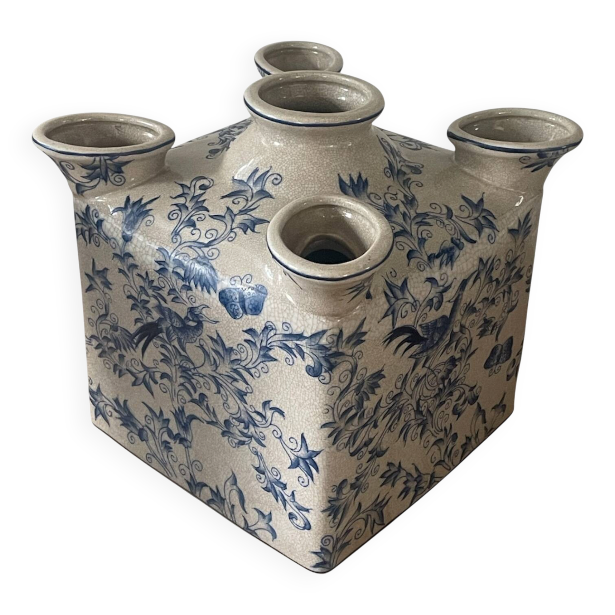 Cracked ceramic tulip vase circa 1980