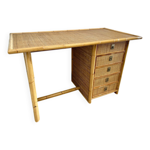 bureau en bambou et rotin