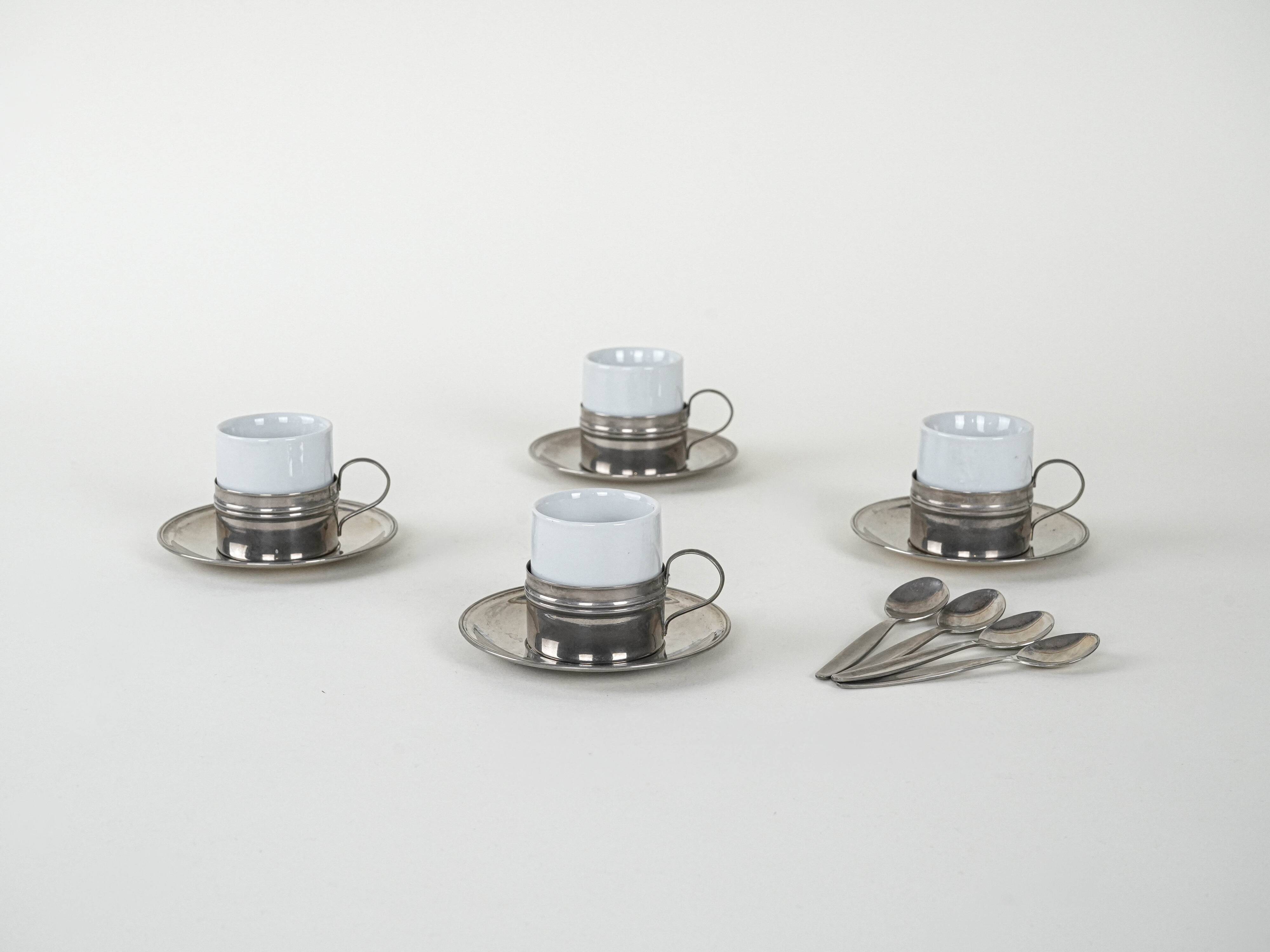 Set of espresso cups, Italian design, 1980s, made in Italy