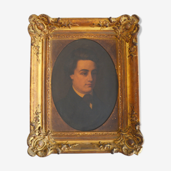 Portrait d'homme à l'huile sur toile fin XIXème