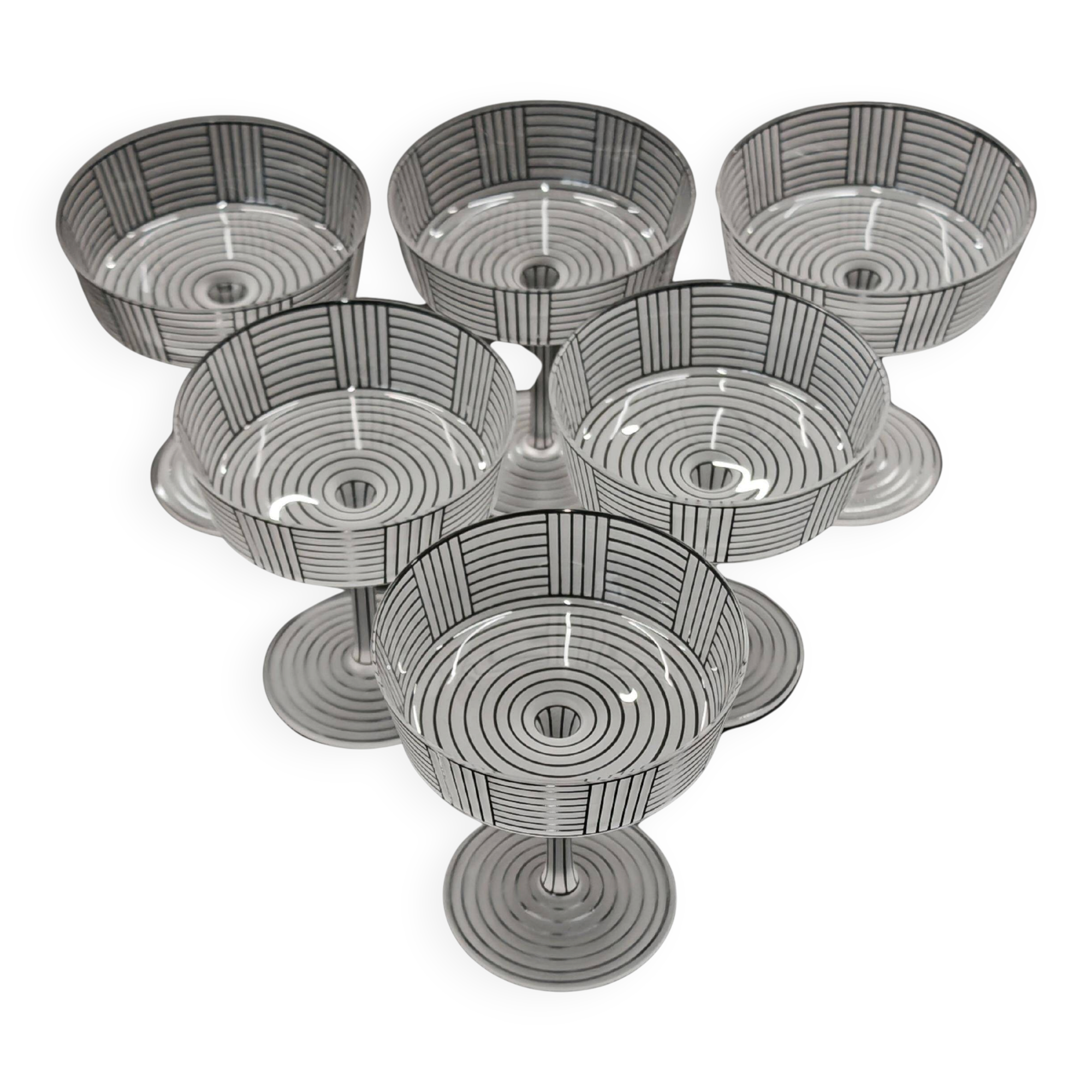 Set of 6 Champagne Coupes Series B by Josef Hoffmann for Wiener Werkstätte