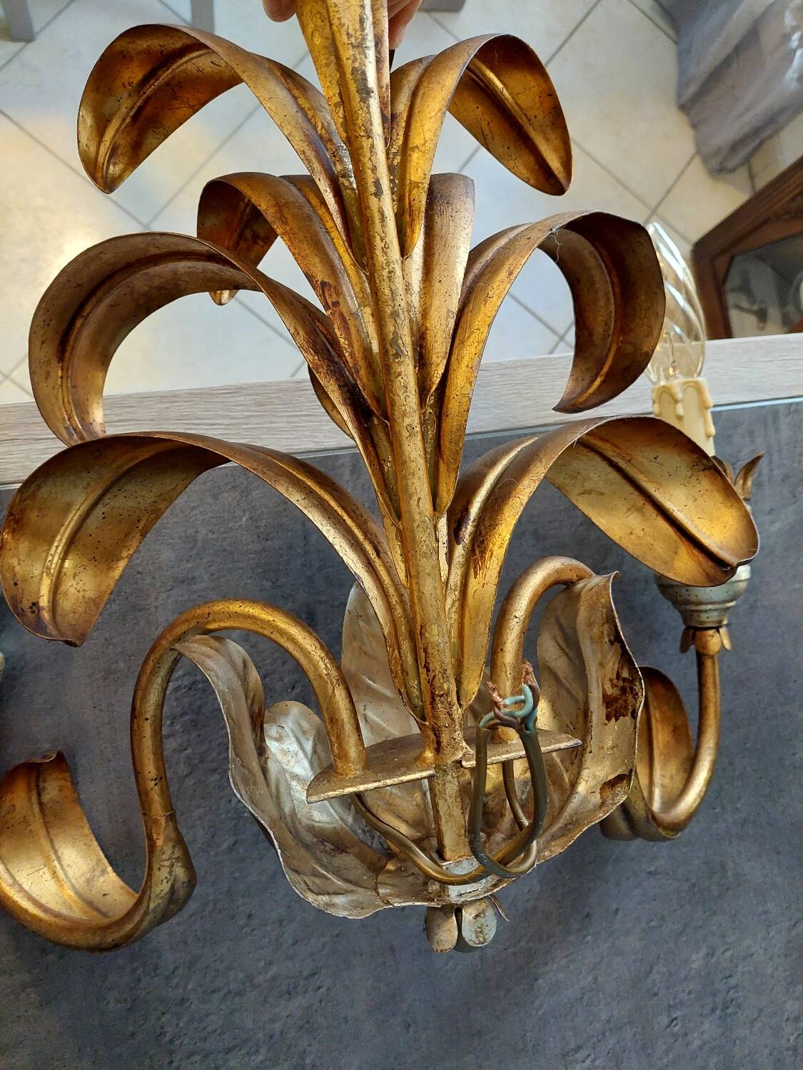 Gold metal wall light