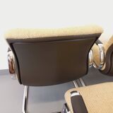 Suite of 5 armchairs with Steelcase Strafor armrests in chrome metal and wool fabric from the years