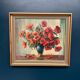 Original Swedish Oil on Canvas – "Red Poppies in a Blue Vase" by C. Horst – Signed – Vintage and Framed – 72 × 62 cm (28.3" × 24.4")