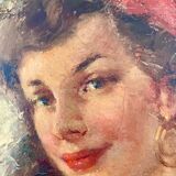 Tableau encadré représentant une cartomancienne bohémienne - signé CALLEWAERT 1940