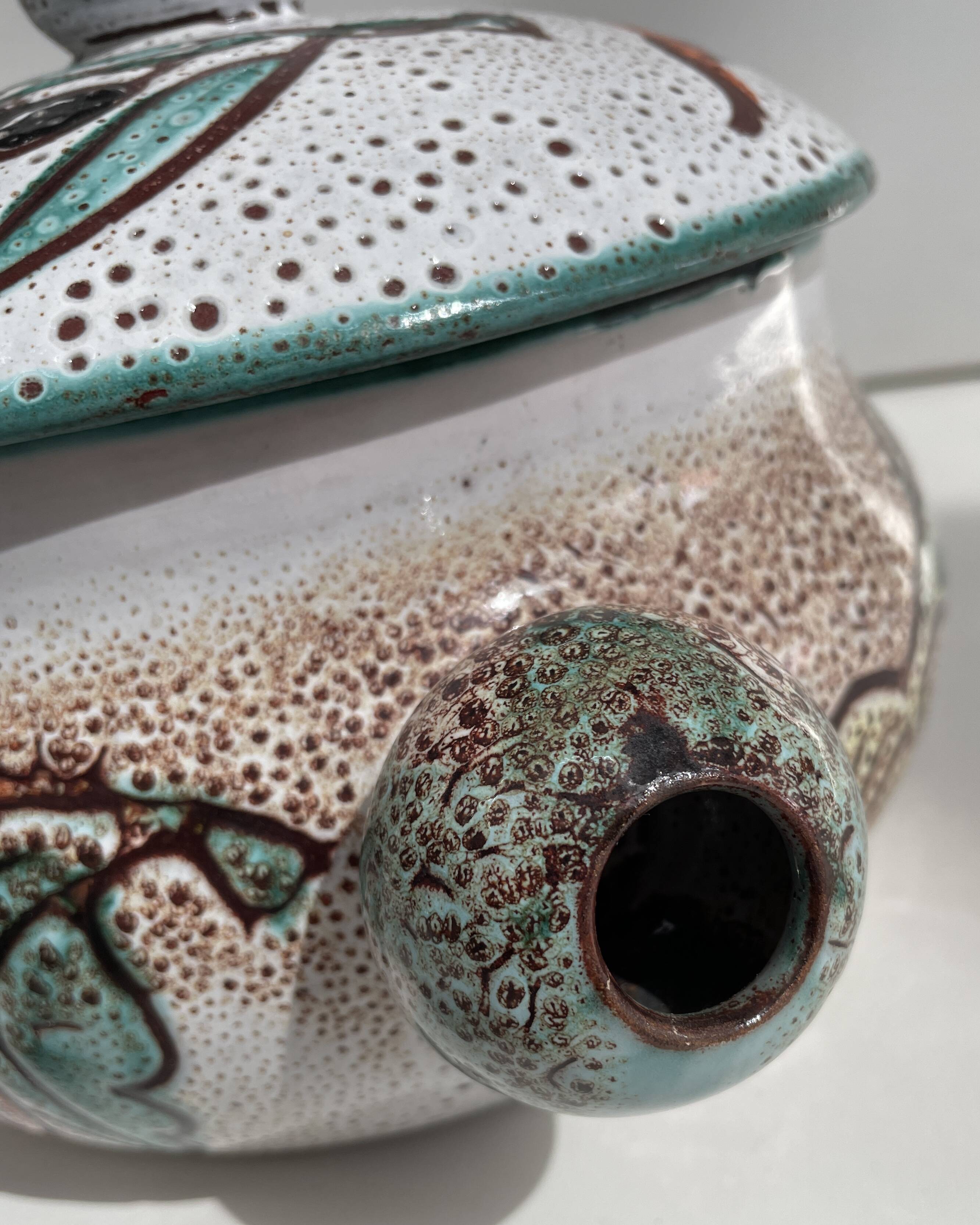 Large glazed and coloured ceramic soup tureen - Vallauris