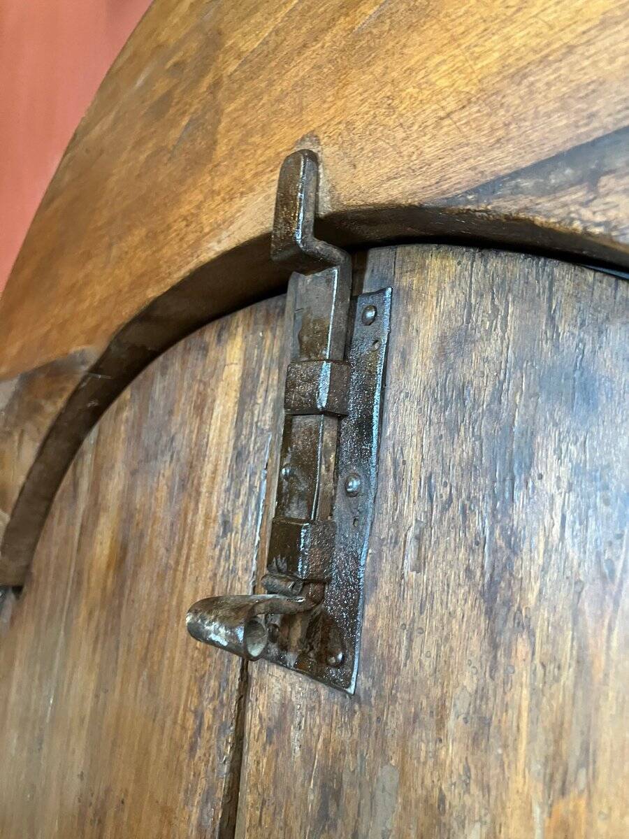 Antique Rustic Tuscan Window in Chestnut with Original Wrought Iron Hardware, 1800s