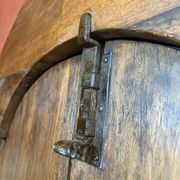 Antique Rustic Tuscan Window in Chestnut with Original Wrought Iron Hardware, 1800s