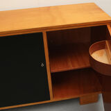 Sideboard in cherrywood with black and white doors 1950s